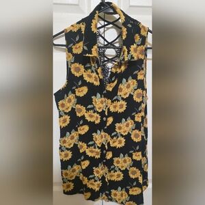 No Boundaries Black and Yellow Floral Blouse